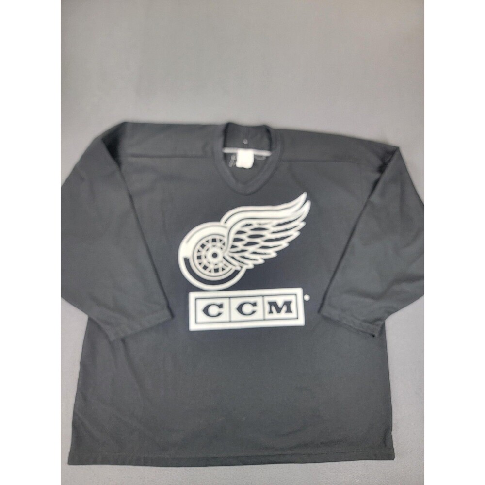 Vintage Detroit Red Wings Jersey Mens XXL Black NHL Hockey CCM Maska USA‎